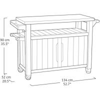 Mueble Barbacoa Grande para terraza o jardín Exterior con Ruedas, Capacidad 207 litros, Color Marrón - details 7
