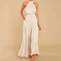 Mono de Pantalones Grandes Piernas para Mujer Ouwu Mono Halter con Lazo en Espalda de Color Sólido - details 1
