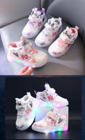 Zapatillas deportivas con luces LED para niños y niñas, zapatos para correr, zapatillas de Velcro antideslizantes luminosas, Sakura kawaii - details 0
