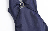 ZOCI- 2025 Mujer moda diseño abierto cuello colgante vestido Casual ajustado por debajo de la rodilla Vestidos largos Mujer - details 4