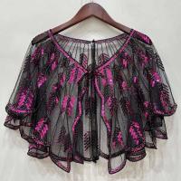 Bufanda de lentejuelas retro con cuentas de los años 20, camisón estilo Flapper vintage, sábana bordada de malla transparente, accesorios de fiesta Bolero - details 12
