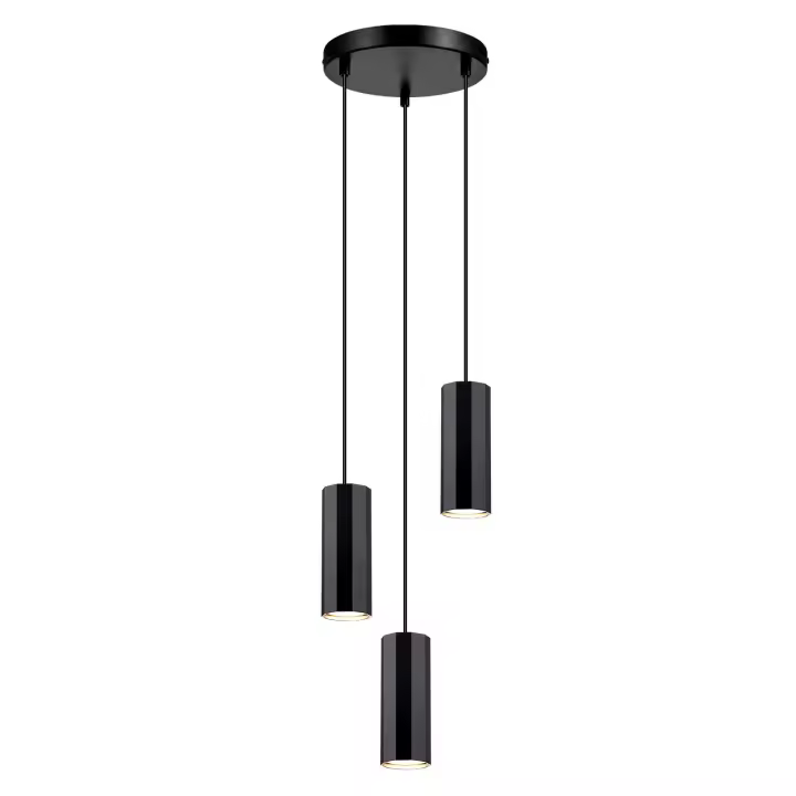 CBJKTX Lámpara colgante de metal negro Diam.20 cm GU10 3 llamas mesa de comedor sala de estar comedor lámpara industrial moderna - 1