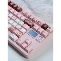 Teclas temáticas de pastel de chocolate PIWIJOY, 146 teclas rosas, perfil de cereza, PBT duradero. Con diseños artísticos, compatible con mecánico - details 3