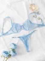 Conjunto de ropa interior de encaje Sexy para mujer, lencería erótica para mujer, sujetador transparente, Tanga, Mini picardías, calzoncillos, mono blanco 2024 - details 6