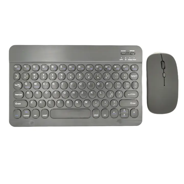 Conjunto de teclado y ratón inalámbricos, conjunto de teclado y ratón redondos con Bluetooth, diseño en español para iOS, iPad, Android, teléfono Windows, tableta, ordenadores portátiles - 1