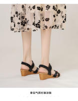 Sandalias de cuña bohemias para mujer, nuevo estilo étnico, con punta abierta, versátiles, de tejido cruzado, romanas. - details 9