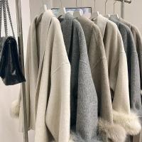 Chaqueta de Abrigo de Lana Doble Cara de Alta Gama Mango de Piel de Zorro Desmontable - details 3
