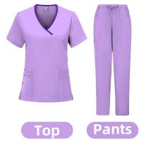 Ropa de trabajo para salón de belleza y enfermera médica, bata clínica, Top + pantalón, Túnica de enfermería para médico de Spa, traje, uniformes quirúrgicos, conjunto exfoliante para mujer - details 16
