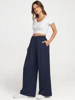 Pantalones de moda para mujer con cintura alta y piernas anchas sólidas para - details 17