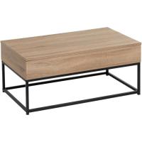 Comedor Sala de Estar Balcón Oficina |   Sofá bajo |   Madera y Acero |   100x36x50cm |   Elevable Natural y Negro - details 2