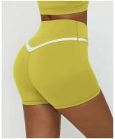 Pantalones cortos de yoga en forma de V con parte inferior deportiva de entrenamiento con cintura cruzada y contraste de color Fiess para mujer - details 12