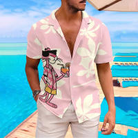 Camisa Casual de Verano para Hombres Estampado de Dibujos Animados Cuello Redondo Manga Corta - details 5