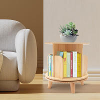 Estantería giratoria de madera maciza, estantería para libros con imagen simple, armario de almacenamiento para libros, estante de almacenamiento de madera - details 2