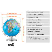 SucceBuy Globo terráqueo para niños, globo geográfico, para aprendizaje de niños, decoración de geografía en el aula y el hogar - details 8