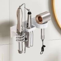 Soporte de aluminio para secador de pelo, soporte para alisador de pelo a prueba de herrumbre montado en la pared, ahorro de espacio, soporte para soplador de inodoro 3 en 1 para el hogar - details 3