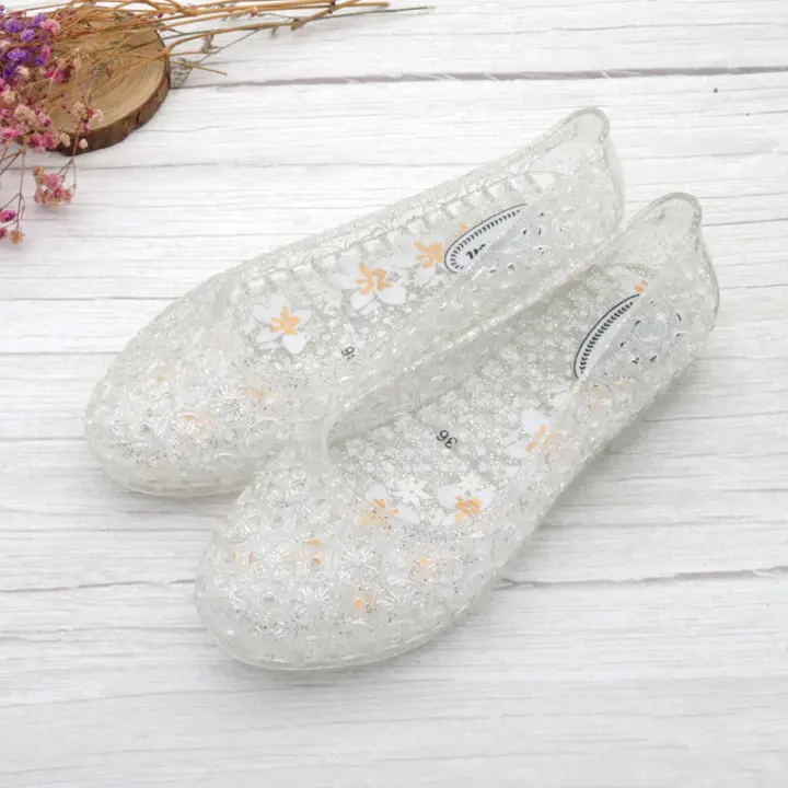 Sandalias de cabeza de cristal femeninas, bolso de verano de plástico, fondo plano de estudiante - 1