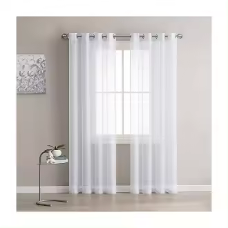 Juego de Cortinas de Gasa Blanca Paneles para Ventanas con Ojales Redondos - 1