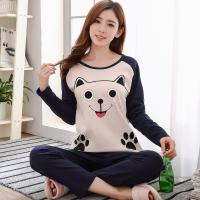 Pijama Para Mujer Estilo Casual De Dibujos Animados Niña Cuello Redondo Manga Larga Pantalones Homewear Adecuado Para Primavera Y Otoño - details 4