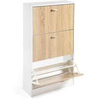 Mínimalista Diseño de Puerta Oscilobatiente 6 Baldas para 28 Zapatos Estructura Blanco/Taupe - details 6