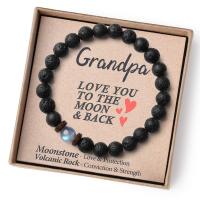 pulsera de piedra volcánica para hombre y mujer, brazalete de cuerda elástica, regalo para el Día del Padre, piedra lunar volcánica,Pulsera de regalo del Día de la Madre - details 13