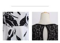 Lace patchwork summer women a line elegant vintage party dress with belt - details 93