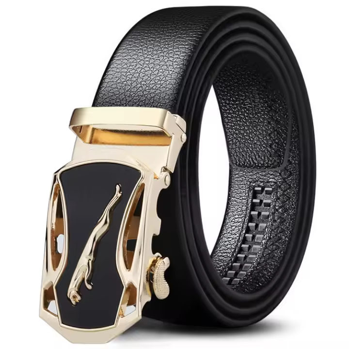 Cinturón de Cuero de Lujo para Hombres Hebilla Automática Diseño de Negocios de Moda - 1