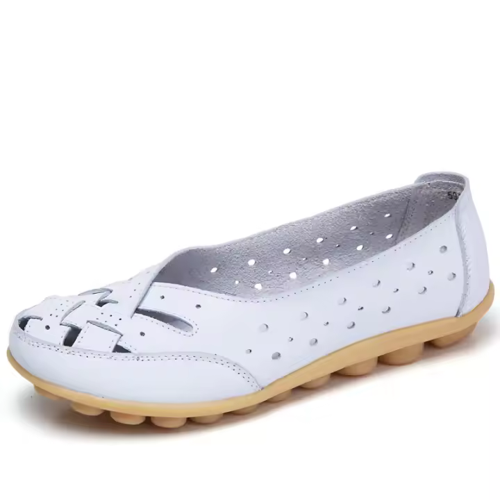 Zapatos planos de cuero sin cordones para mujer, mocasines cómodos, informales, a la moda - 1