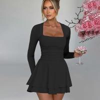 Vestido corto de manga larga con volantes para mujer, elegante y elegante, cuello cuadrado, ropa de fiesta, nuevo, oferta - details 20