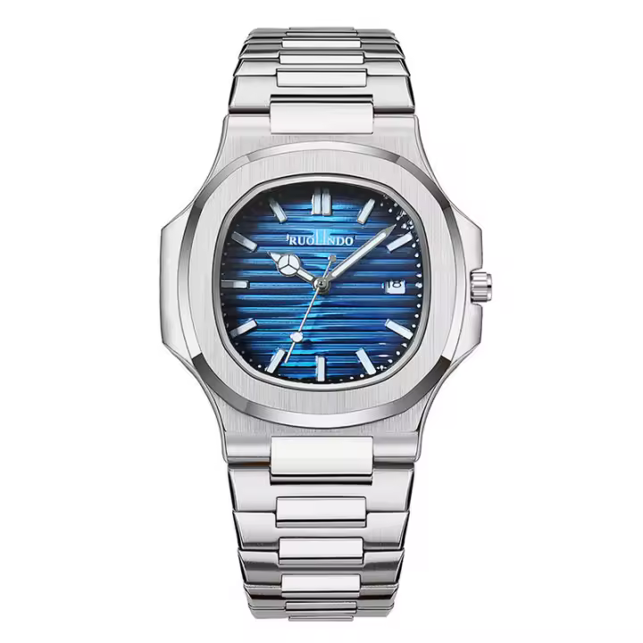 Nuevo Reloj con banda de acero y calendario luminoso de cuarzo para hombre con diseño de loro - 1