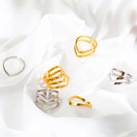 Anillos abiertos coreanos de onda Simple para mujer, sortija informal geométrica de Color dorado de acero inoxidable, regalo de joyería minimalista 2022 - details 2