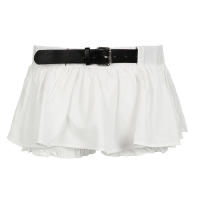 BUNO-minifalda blanca de cintura baja con cinturón para mujer, faldas cortas básicas de estilo Preppy informal Kawaii, trajes de calle Coreanos - details 4