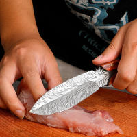 Cuchillo de Acero Inoxidable de Patrón de Pluma Cuchillo de Chef para Carne, Verduras, Frutas - details 8