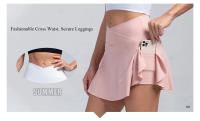 Falda de tenis plisada con bolsillos para mujer, pantalones cortos, faldas atléticas, faldas cruzadas de cintura alta para gimnasio, Golf, faldas deportivas de entrenamiento - details 5