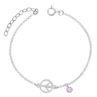 Tobillera de plata de ley con el primer símbolo de la paz - Joyería de jade - details 0