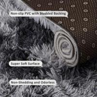 Alfombra Salon Grandes Shaggy Antideslizante Super Suave Pelo Largo Fluffy Alfombra Adecuado para la Decoración de Salas de Estar y Dormitorios (160 x 200 cm, Gris Blanco) - details 35