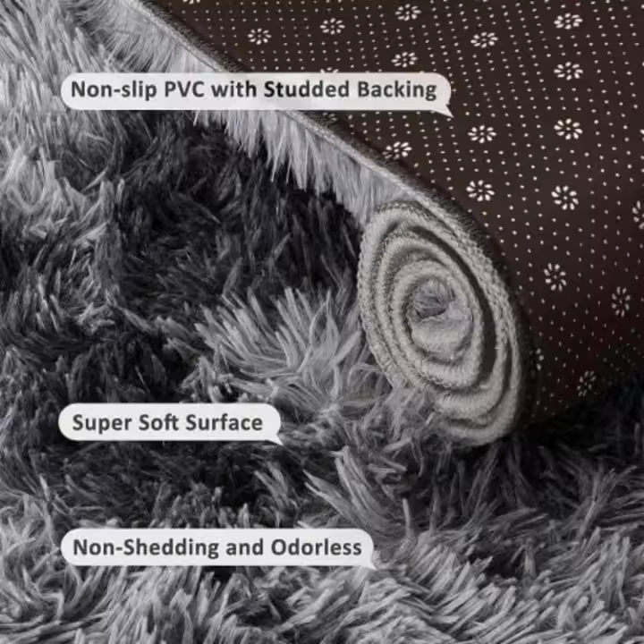 Alfombra Salon Grandes Shaggy Antideslizante Super Suave Pelo Largo Fluffy Alfombra Adecuado para la Decoración de Salas de Estar y Dormitorios (160 x 200 cm, Gris Blanco) - 1