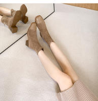 Botas cortas de tacón medio negro simple que combinan con botas de hombre de tacón grueso - details 14