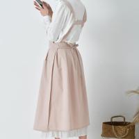 Delantal impermeable ajustable duradero, delantal de cocina de lino y algodón de Color sólido, delantal largo sin mangas de estilo coreano para mujer - details 5