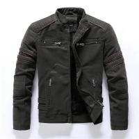 Nueva chaqueta de cuero de los hombres de cuero lavado, moto más vellón empalme chaqueta de cuero esmerilado, abrigo de cuero de los hombres, biker marea Slim abrigo - details 2