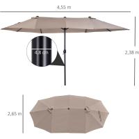 Parasol Doble para Jardín Sombrilla Gigante Anti UV con Manivela Tamaño 4,55x2,65x2,38 m Color Gris - details 33