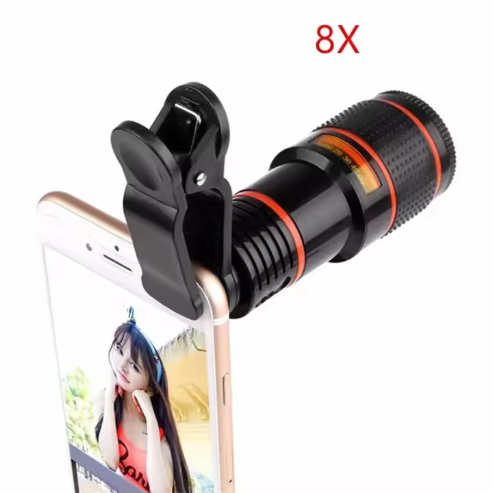 Teleobjetivo para Cámara de Teléfono con Zoom 8x 12x Telescopio Monocular Universal con Clip para Teléfono Inteligente - 1
