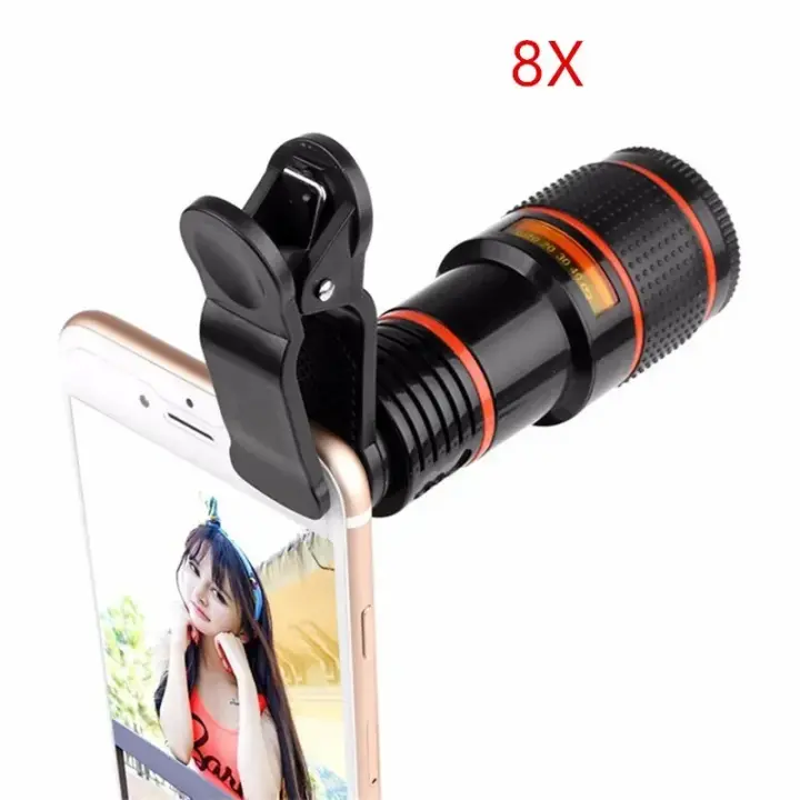 Teleobjetivo para Cámara de Teléfono con Zoom 8x 12x Telescopio Monocular Universal con Clip para Teléfono Inteligente - 1