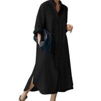 Vestido Casual para Mujer de Manga Larga Falda Irregular con Estilo Solidario y Cuello Suelto - details 6