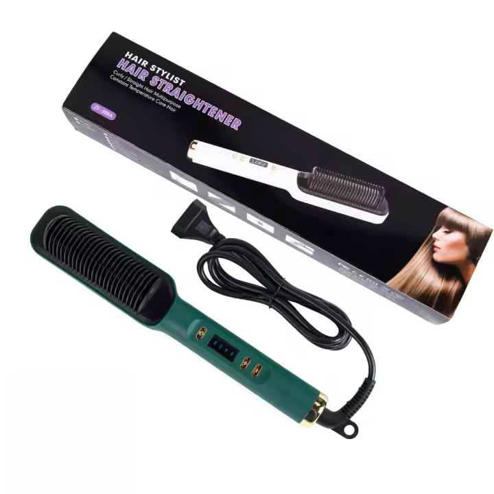 Peine caliente 3 en 1 para peinar el cabello, alisador y rizador profesional, peine eléctrico de calentamiento rápido - 1