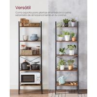 Estantería de 5 Niveles, Librería Industrial, Fácil de Montar, para Salón, Dormitorio, Cocina, Marrón Rústico y Negro LLS45X - details 8