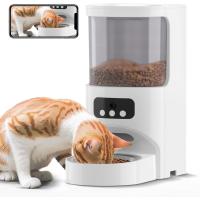 Comedero automático para gatos con 2 cámaras 1080P HD con visión nocturna Dispensador de comida para mascotas Voz y audio bidireccionales Perro WiFi inteligente Comedero para perros y gatos Programación programable Comedero lento Tazón blanco - details 1