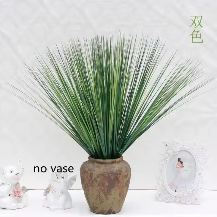 Ramas de plantas artificiales para decoración del hogar, césped artificial de hojas verdes grandes para salas de estar, dormitorios, patios, jardines, - 1