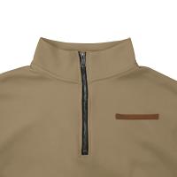 Jersey de cuello alto de terciopelo para hombre, suéter informal de color sólido, media cremallera, talla grande, tendencia de invierno - details 33