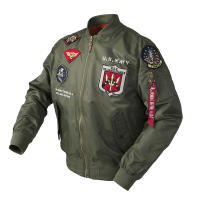 Chaqueta de vuelo de piloto de satén para hombre, cortavientos militar bordado a prueba de viento, primavera fina y verano - details 12