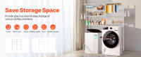 SucceBuy Estantes de almacenamiento para lavadora y secadora, estante para lavandería de 6 niveles con barra para colgar y ganchos, estantería ajustable de doble fila para organización de lavandería, blanco - details 0